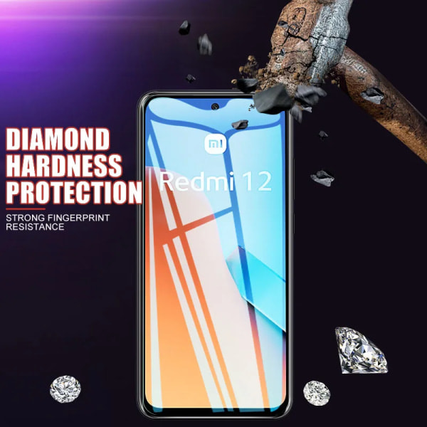 4st skärmskydd i härdat glas till Xiaomi Redmi Note 13 12 12T Pro, Redmi 12C 13C A1 A2 Plus