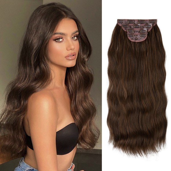 Clip-In Extensions 22 tommer sett med 4 låsbare bølger for kvinner
