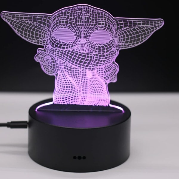 Baby Yoda leker 3D lampe Star Wars gave LED nattlampe 7 farger