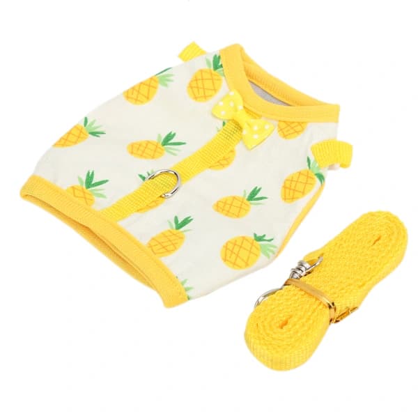 Adjustable Guinea Pig Harness and Leash, Small Pet Clothes, Yellow Pineapple