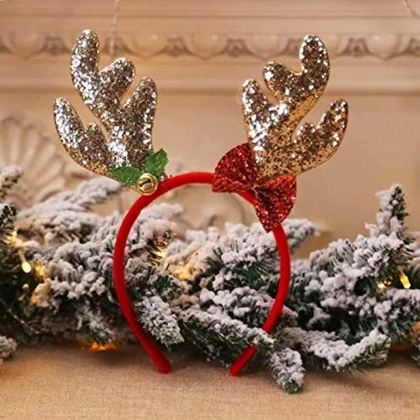 Jule Ren Pandebånd Glitter Xmas Hårbånd Fest Kostume Hårtilbehør til Kvinder Piger (Stil-A)