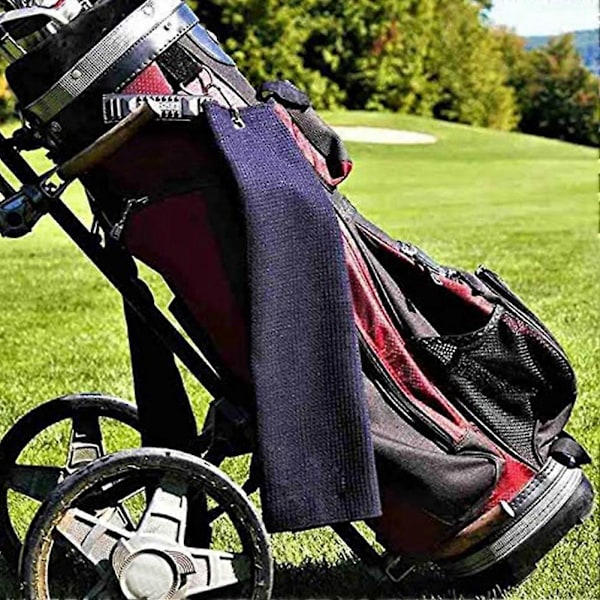 2 st Sportshandduk Golfhandduk med Krok och Ögla Trefaldig Yogahandduk för Löpning, Yoga, Fitness (Svart + Grå)