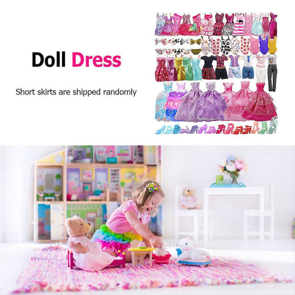 35 stk. Barbie dukketøj tilbehør sæt Barbie dukke dressup kjole mini fe samling tøj rekvisitter tilfældig stil til piger gave[DB]