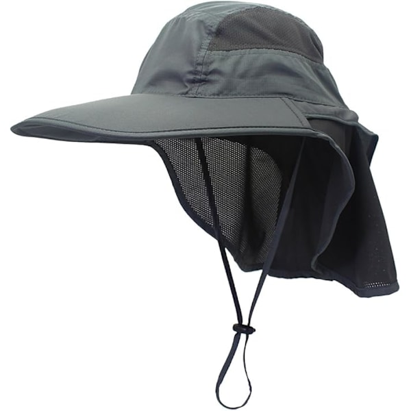 Solhatt Herr & Dam UPF 50+ Mesh Sommar Skydd Utomhus UV Keps med Nackskydd Andningsbar Packbar Jakt Fiske Strandhatt