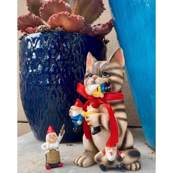 Fræk Kat Havegnom Statue - Bedste Kunstdekoration til Indendørs Udendørs_tfrf