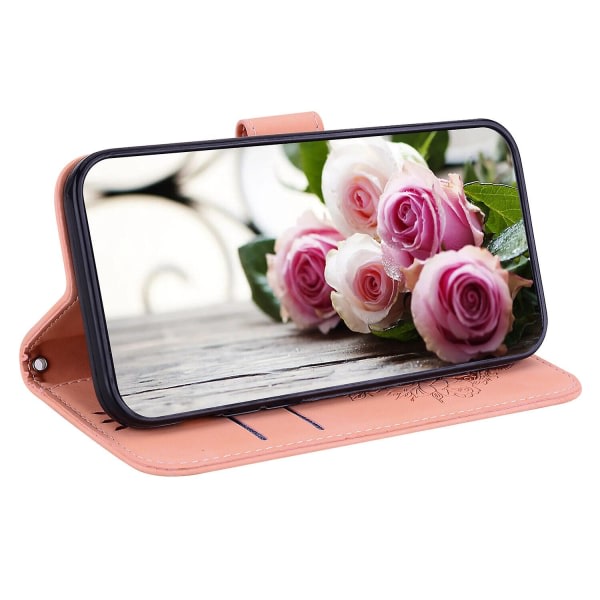 Veske till Iphone X/xs deksel Coque Butterfly And Rose Magnetic Wallet Pu Premium Läder Flip Card Holder Telefonveske - Gul Pink