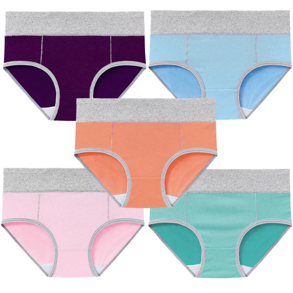 CDQ 5 st bomuld elastisk undertøj til kvinder Bekväm mid-midja