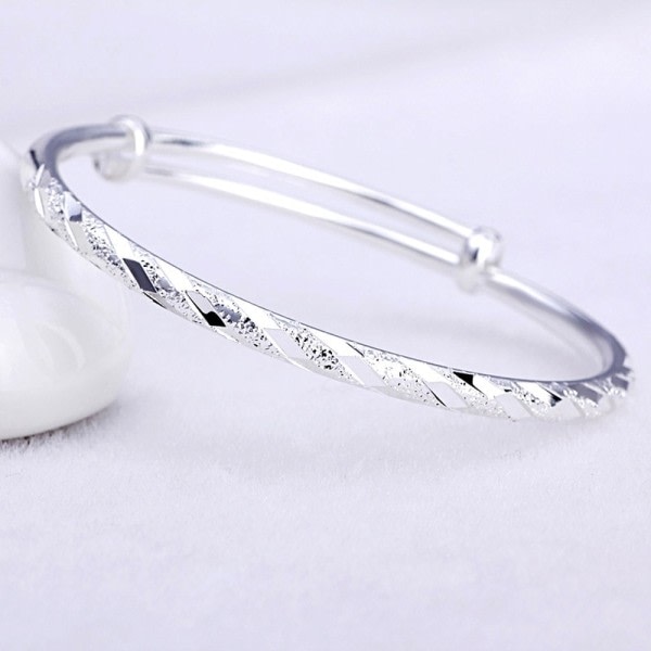 Silverfärgat festmanschettarmband för kvinnor, par, kreativt, enkelt, handgjort smycke, justerbart, zdq