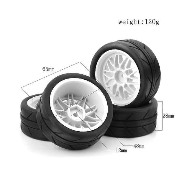 1/10 RC Drift Däck 65mm för Racing Bil Hjul, Vit_tfrf