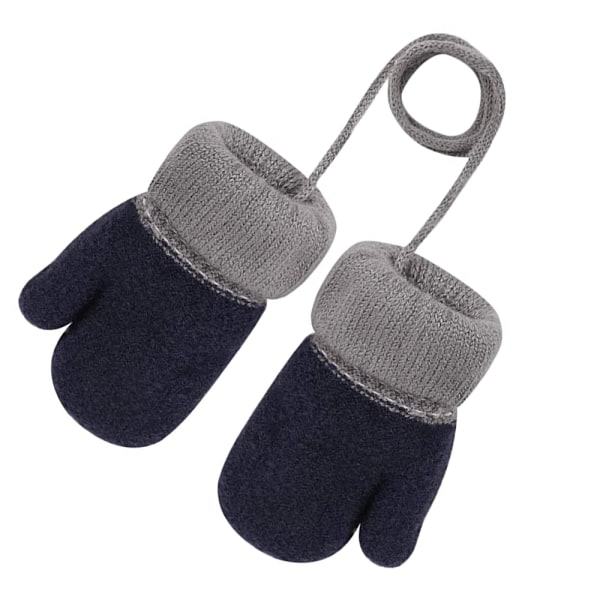1 par Småbarn Barn Varma Vinter Helfingerhandskar Baby Tjock Fleece Fodrade Skidhandskar-Marinblå