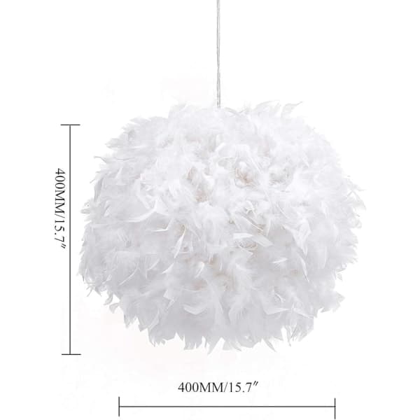 Fjærlett lampeskjerm til taklampe. Fluffy lampe - Perfekt