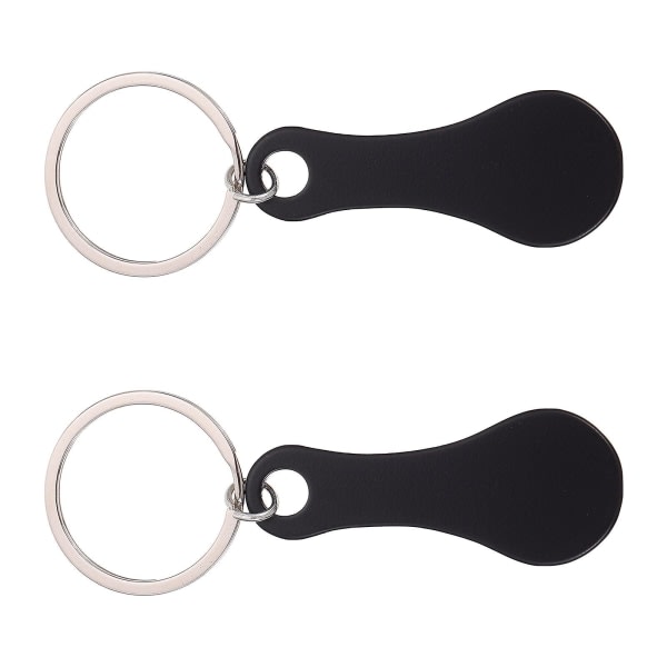 2st bärbara nyckelringar i rostfritt stål Shoppingvagn Poletter Presentmaterial Svart 7,5X3X0,2cm