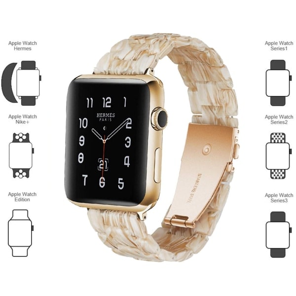 Yhteensopiva Apple Watch -rannekkeen kanssa 38-40mm/42-44mm Series 5/4/3/2/1, ohut hartsiranneke -42-44mm-Silk White