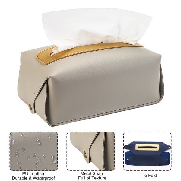 Rektangulær servietboks holder: Moderne dekorativ PU-læder servietboks holder 20 x 12 x 9 cm til badeværelse