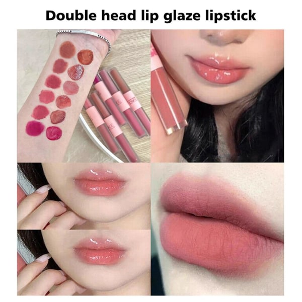 Dobbelthodet Lip Glaze Moisture Light Mirror Lip Gloss Creamy T 05# Lunsjpause 1,5g+1,5g