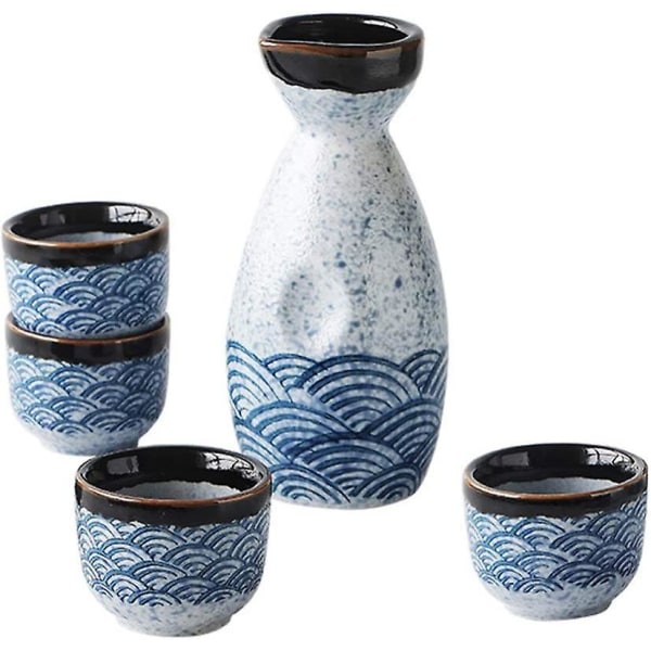 Japansk Sake Cup Sæt 4 st 35ml Sake Cups+ 1 st 180ml Sake Pot Sæt Keramiska vinglas null ingen