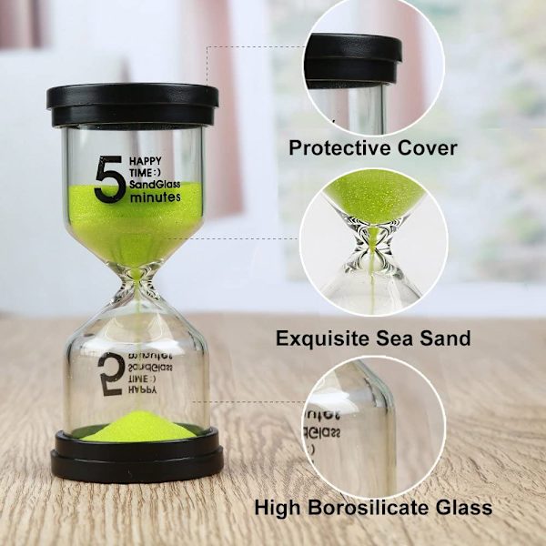 Round Hourglass Design, Durable &amp; Safe Material, Mini Sand Timer for Classroom Games &amp; Kitchen Decor, Time Management Skill Trainer, Box