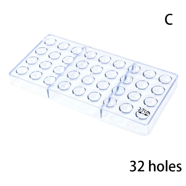 CDQ 3D Chokladform Polykarbonat Form Tjocka molds Kap 32 hål