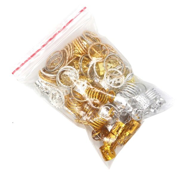 100 stk Metal Afrikanske Hårringe Perler Muddar Rør Dreadlock BH onesize