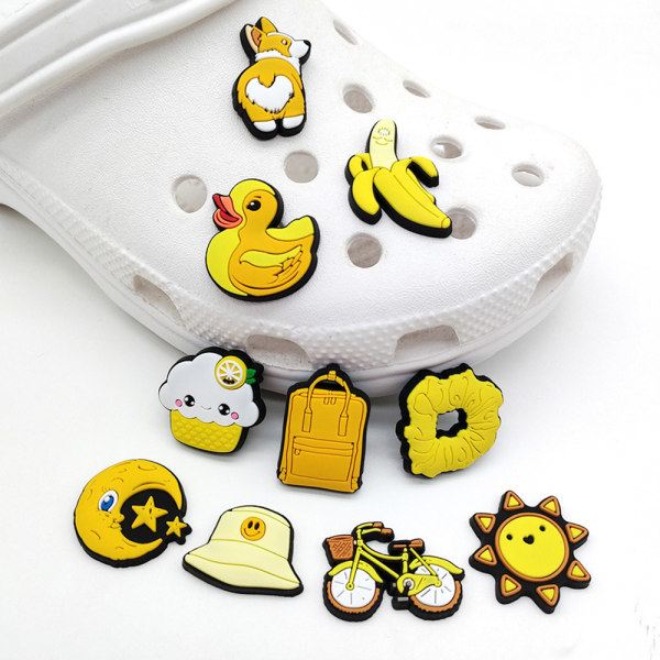 10 stk. Gul serie Croc Charms skodekoration til Clog sandaler sko tilbehør