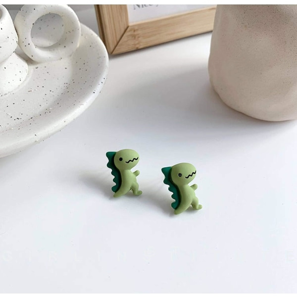 2 par søte dinosaur øredobber harpiks morsomme dyre øredobber for kvinner jenter - stil 1