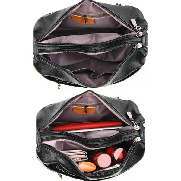 Läder crossbody-väska, mjuk damväska med flera fickor szq