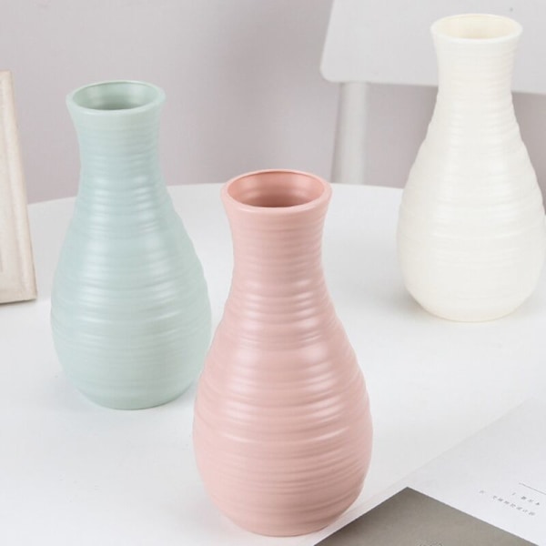 Höftplastvas 20 cm x 10,5 cm Imitation Keramisk Blomvas och Plastblomvas för Heminredning, Blå