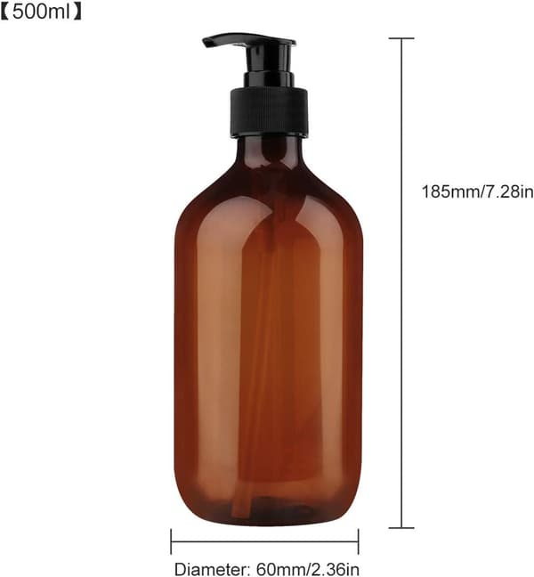 Soap Dispenser - Refillable - PP5 Plastic Brown with Pump - For Kitchen and Bathroom - 500 ml - Brown - 2 pieces