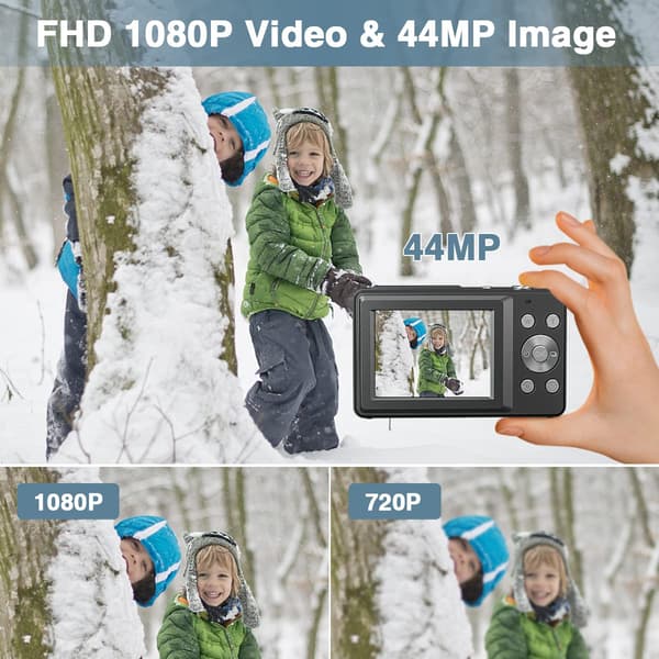 INF Digital Camera 44MP/1080P/16X Digital Zoom/Fill Light Svart Sort