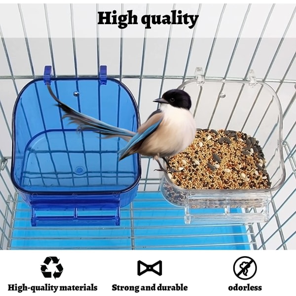 CDQ Fågelbad för bur - Multifunktionellt fågelbad (transparent)