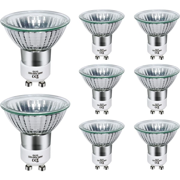 GU10 halogenpære 50W dæmpbar, 220V GU10 halogenpære 2 stifter, 2800K varmt hvidt lys, 700 lumen