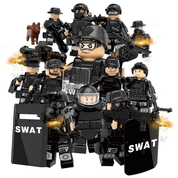 SWAT Team Special Forces Vapen Barn Pussel DIY Pussel Block Leksak (24-pack)