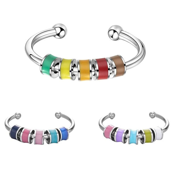 Fidget-ringe til angst for kvinder, 3 stk. emalje-spinderinge til angst