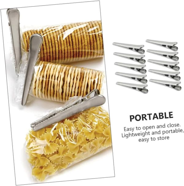 Förslutningsklämmor i rostfritt stål - Köksförsegling - 10-pack - 8cm & 11,5cm