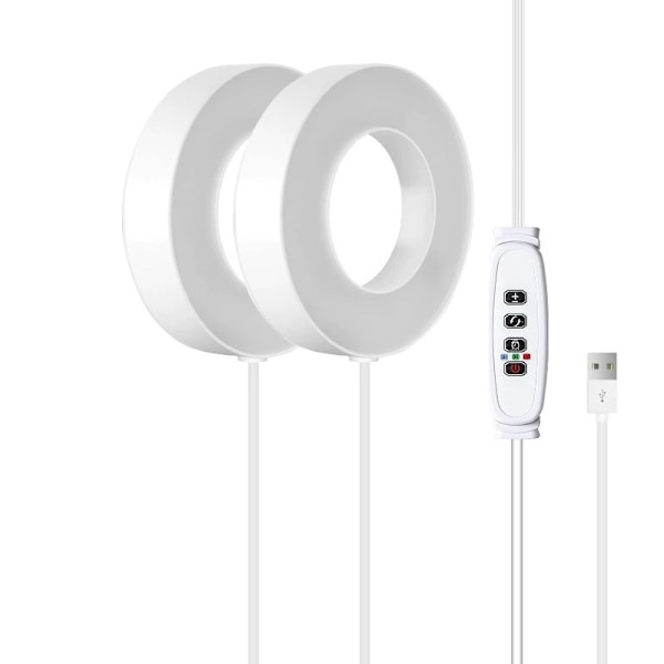 Takmonterad Växtlampa för Inomhusväxter, 48 LED Fullspektrum LED Halo Växtlampa, Säker Spänning Växtlampa med 4/8/12H Auto Switch, 4 Dimbara Ljusstyrkor White warm light 2 headlights