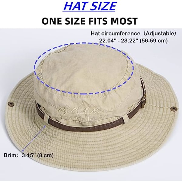 CDQ Vikbar solhatt safarihatt for menn Anti UV utendørs bergsklättring Resehatt Fisherman Cap Bucket Hat，Khaki