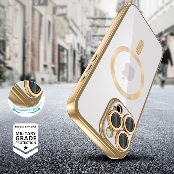 Kompatibel med iPhone, Tech-Protect iPhone 16 Pro Skal MagSafe MagFlex Shiny Gold 40