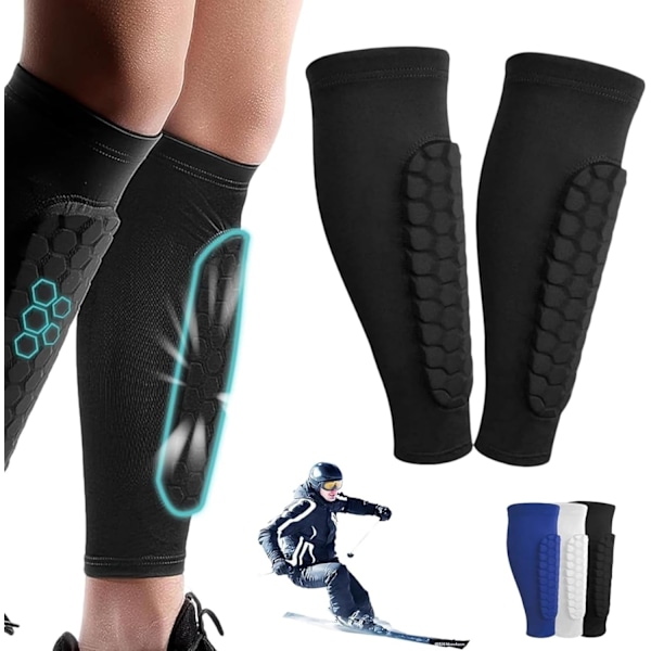 Honeycomb Kalvebeskyttere Silikone Skridsikker Honeycomb Basketball Fodbold Cykling Anti-kollision Åndbar Sport Skinnebensbeskyttere sort black L