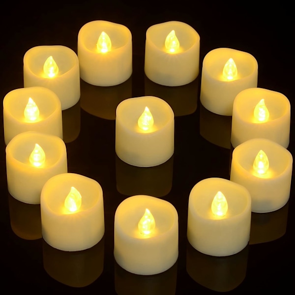 12 stk LED-flimmerlys med timer til hjem- og fødselsdagsdekorationer Beige Beige Beige Beige