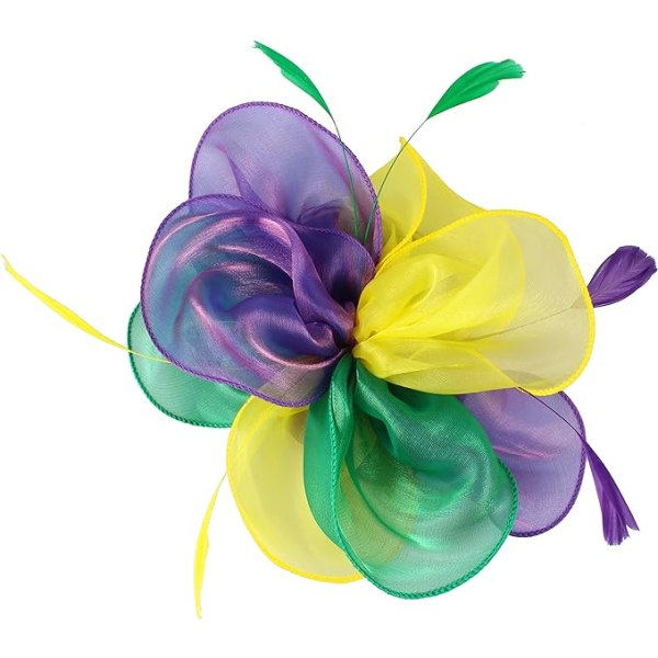 Damfascinatorhatt til Tea Party Church Cocktail, fjer slør Pandebånd med hårklemme