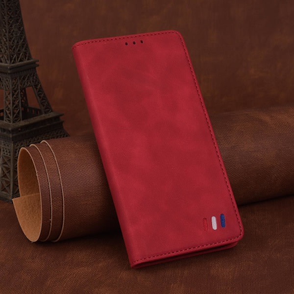 Kompatibel med Iphone 12 Case Magnetstængning Plånbok Bok Flip Folio Stativ Visa Läderfodral Cover - Röd null ingen
