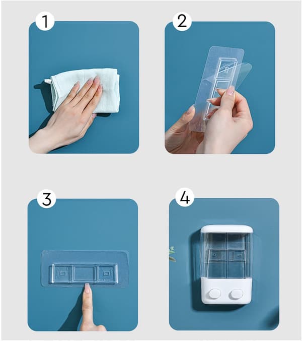 14,2x7x21cm - Manuel vægmonteret sæbedispenser - Håndsæbedispenser til hotelbadeværelse - Gennemsigtig, slagfri sæbedispenser med dobbelthoved