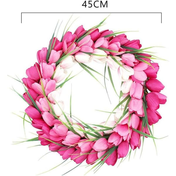 Tulpanblommor dörrkrans, 16 tum konstgjord blomma tulpan blommig kvist dörrkrans vårkrans Hemdekoration för framsidan