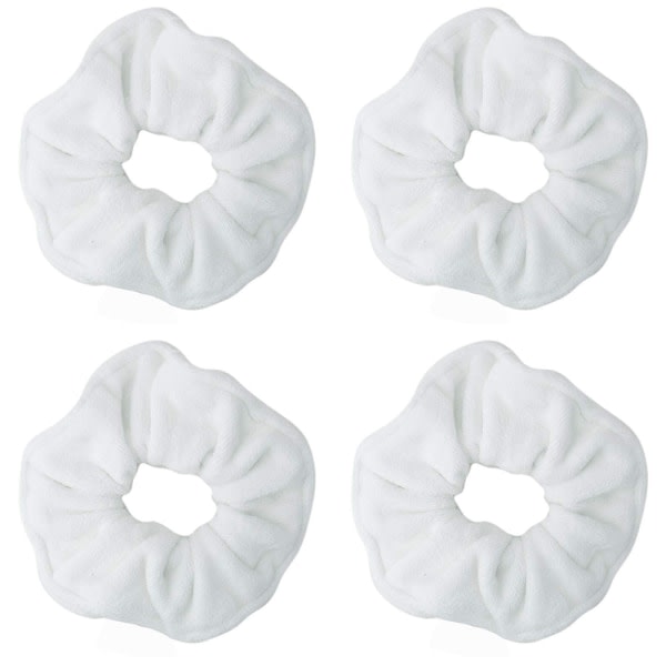 4Pak Microfiber Hårtorkande Scrunchies Håndduk Fiber - til Curl White
