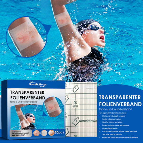CDQ 20 stykker Transparent Stretch Adhesive Vattentätt bandage