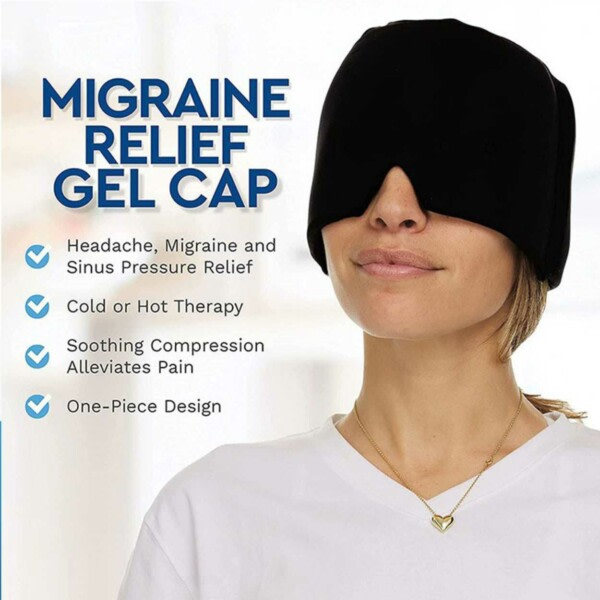 Migrenehette - Hodepinehette mot migrene - Kjølende øyemaske svart black one size black one size
