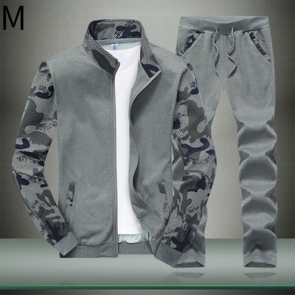 Sportkläder för män Camo Joggingträningsdräkt med full dragkedja Sportdräkt med dragkedjefickor M zdq