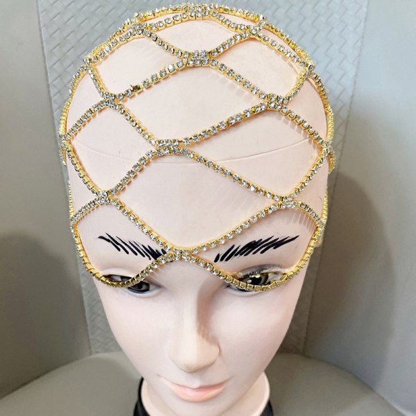 CDQ 1 ST Crystal Pannband Head Cap Headpiece Smycken Gold