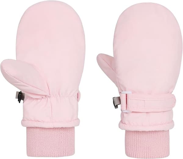 Vinterhandskar för barn, Vantar för barn, Varma barnhandskar, Skidhandskar, Flickvantar, för kallt väder, resor och dagligt vinterbruk, Rosa