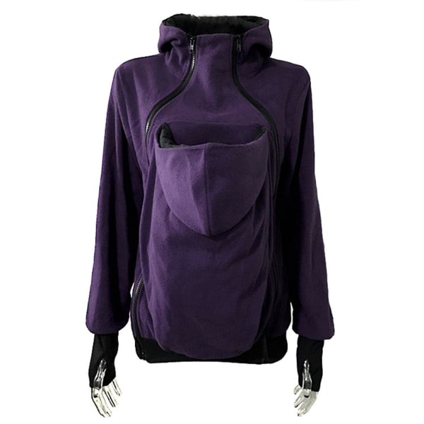 Kvinnor Gravid Baby hættetrøje 3 i 1 multifunktions sweatshirt Jackor Purple S
